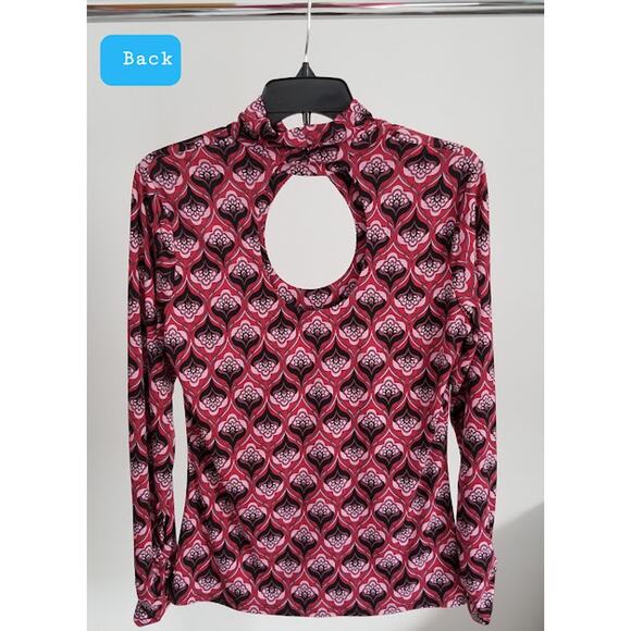 Bisou Bisou Women's Michele Bohot Keyhole Floral top Sz L - Picture 2 of 8